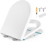 SONGMICS Toilet Seat, Elongated D-Shaped, Adjustable Shelf, Freestanding