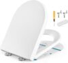 SONGMICS Toilet Seat, Elongated D-Shaped, Adjustable Shelf, Freestanding