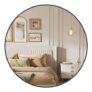 SONGMICS round 76cm Mirror, Metal Frame, Easy Install, Ink Black