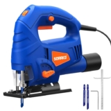 SORAKO 600W Corded Electric Jigsaw for Wood & Metal – 800-3000SPM with 6 Speeds 3 Orbital Settings 45 Bevel