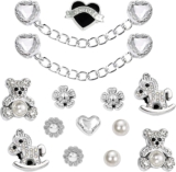 SSKHE Shoe Charms for Shoe Decoration Charms, Metal Bling Crystal Diamond Clog Decoration, Shining Rhinestone Flower Heart Bear DIY Shoe Accessories for Women Girls Party Birthday Christmas