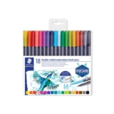 STAEDTLER 3001 TB18 Double-Ended Watercolour Brush Pens, Pack of 18