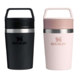 STANLEY 1913 Cafe to-Go Travel Mug 0.23L In Black Or Rose Keeps 3 Hours Hot 4 Hours Cold Easy-Carry Handle – Insulated Coffee Cup