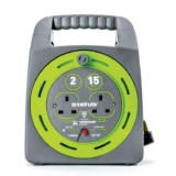 STATUS 2 Socket Cable Reel with 15 Metre Heavy Duty Extension Lead, Thermal Cut-Out Safety, Green