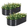 STBoo Galvanized Raised Garden Bed Outdoor, 2Pcs 120x60x30CM, Grey