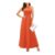 STYLEWORD Floral Print Sleeveless Off-Shoulder Maxi Dress Orange Red XXL