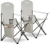 SUNMER Folding Camping Chairs – Set of 2, Extra-Wide Lightweight Outdoor Chairs with Armrests, Cup Holder and a Side Pocket – 120kg Capacity per Chair – Professional Travel & Garden Seating – Grey
