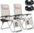 SUNMER Sun Lounger Garden Chairs – Set of 2 Zero Gravity Chairs with Cup & Phone Holder, Adjustable Headrest & Pillow – 30 to 90 Folding Deck Recliner – Professional Outdoor Seating – Grey