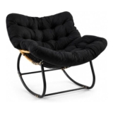 SUNNYNEST Oversized Outdoor Egg Rocking Chair with Cushion Black