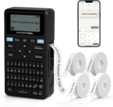 SUPVAN E11 Keyboard & Bluetooth Label Maker Machine with 4 Tapes, Black
