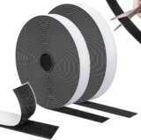 SURFOU Hook and Loop Tape Black, Self Adhesive Double-Sided 10m 20mm Reusable Strips Roll, Heavy Duty Fastening Material for Screen, Carpet, Curtains and Blinds Tabs