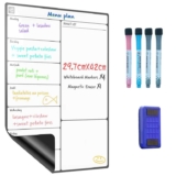 SURFOU Magnetic Whiteboard for Fridge A3, Weekly Planner Dry Wipe Board