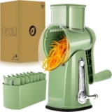 SUSTEAS Rotary Cheese Grater, Vegetable Slicer for Kitchen, 5 Blades