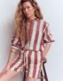 Sadie Relaxed Linen Shirt Ivory, Brown, Pink Stripe