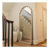 Safi Full Length Large Arched White Washed Wood Mirror