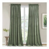 Sage Green Velvet Curtains, 52×90 In, Thermal Insulated, 2 Panels
