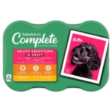 Sainsburys 6 x 400g Complete Nutrition Adult Dog 1 – 7 Years Food Meat Selection in Gravy