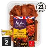Sainsburys Smoky Caribbean Style Chicken Thigh Fillets, Taste the Difference 400g – £2.25 per kg – Nectar Price