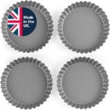 Salter Essentials Fluted Tart Tin Set, 4 Pack Mini 8.5 Cm