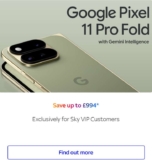 Save up to £994 on the Google Pixel 11 Pro Fold via Sky VIP App