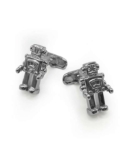 Savile Row Company – Silver Tone Rhodium Plated Robot Cufflinks
