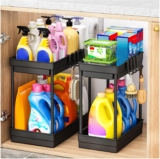 SavvyStor 2 Pack Under Sink Storage – Kitchen Storage & Organisation, 2 Tier Under Sink Bathroom Cabinet, Under Sink Storage Bathroom, Under Sink Organiser for Kitchen Storage, 2 Size1L1M