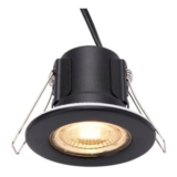 Saxby Integrated LED Fire Rated IP65 Matt Black Fixed Warm White Downlight