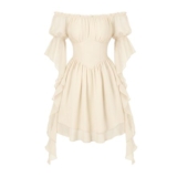 Scarlet Darkness Renaissance Off-Shoulder Pirate Medieval Dress Cream