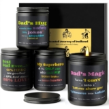 Scented Candles for Dad, 4 Packs Mens Candle Gifts from Daughter, Son – Fathers Day Presents, Birthday Gift for Dad, Funny Dads Candle, 28oz Soy Candles Gifts for Daddy on His Christmas Fathers Day