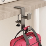 Schreibtisch Hook for Bags, Bag Hook for Table, Aluminium Under-Desk Handbag Hanger, Desk-Mounted Backpack Holder, Umbrella, Headphone Holder – Grey