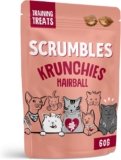Scrumbles Cat Treats Krunchies Anti-Hairball Chicken 22% All Lifestages 60g Bag Hypoallergenic No Added Sugar Gluten Free Slippery Elm All Natural Ingredients