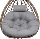 Seat Cushion for Hanging Chair, Waterproof Hanging Chair Cushion, Outdoor Egg Hanging Chair Cushion, Hammock Swing Cushion with Removable Headrest & Ties, Home Garden