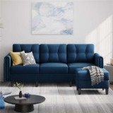 Sectional Sofa with Ottoman Reversible 3-Seater Chaise Lounge – Velvet Blue
