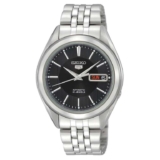Seiko 5 Automatic Mens Black Dial Stainless Steel Bracelet Watch