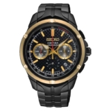 Seiko Coutura Mens Black Dial Chronograph Black IP Bracelet Watch