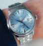 Seiko Presage Skydiving Cocktail Time GMT Automatic 40mm Light Blue Dial Stainless Steel Bracelet Mens Watch, w/code