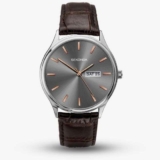 Sekonda Mens Grey Dial Brown Leather Strap Watch – With Code