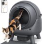Self Cleaning Cat Litter Tray, FEELNEEDY Odor Control Cat Litter Box, APP Real-Time Monitor, 65L Automatic LitterBox for Multi-cats, Safety Sensors, with 1 Roll Trash Bag