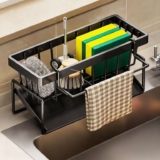 Self Draining Sponge Holder for Kitchen Sink, Stainless Steel Sink Caddy Organizer with Rag Holder Amazon Haul