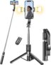 Selfie Stick Tripod with 2 Fill Lights, 45 Extra Long Phone Tripod with Detachable Remote for iPhone 17 16, Samsung Galaxy, TikTok Vlogging