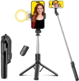 Selfie Stick Tripod with Fill Light,125cm Telescopic Phone Tripod