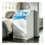 Senvoziii White Bedside Table with Charging, LED, 3 Drawers