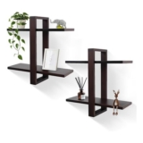 Set of 2 Floating Wall Shelves, Walnut