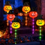 Set of 6 Halloween Pumpkin Stake Lights Halloween Outdoor Yard Decorations