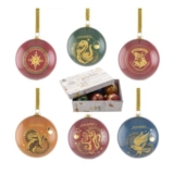 Set of 6 Harry Potter Glitter Christmas Tree Bauble Decorations