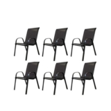 Set of 6 Outdoor Garden Patio Textilene Furniture Chairs in Black
