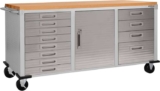 Seville Classics Ultra HD Rolling Workbench with 12 Drawers, for Office, Garage, Workshop, 182.9 x 50.8 x 95.2cm – Granite