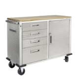 Seville Classics UltraHD Rolling Workbench with 4 Drawers, for Office, Garage, Workshop, 121.9 x 50.8 x 95.2 cm – Granite