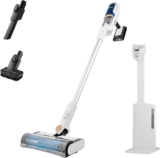 Shark Clean & Empty Cordless Vacuum Cleaner with Auto-Empty System, Lightweight Anti Hair Wrap Vacuum with Pet & Crevice Tools, 40 Mins Run-Time, Charging Dock, LED Headlights, White/Blue, BU3521UK