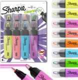 Sharpie Highlighters Clear View Highlighter Pens with See-Through Chisel Tip Assorted Fluorescent Ink Colours 8 Count